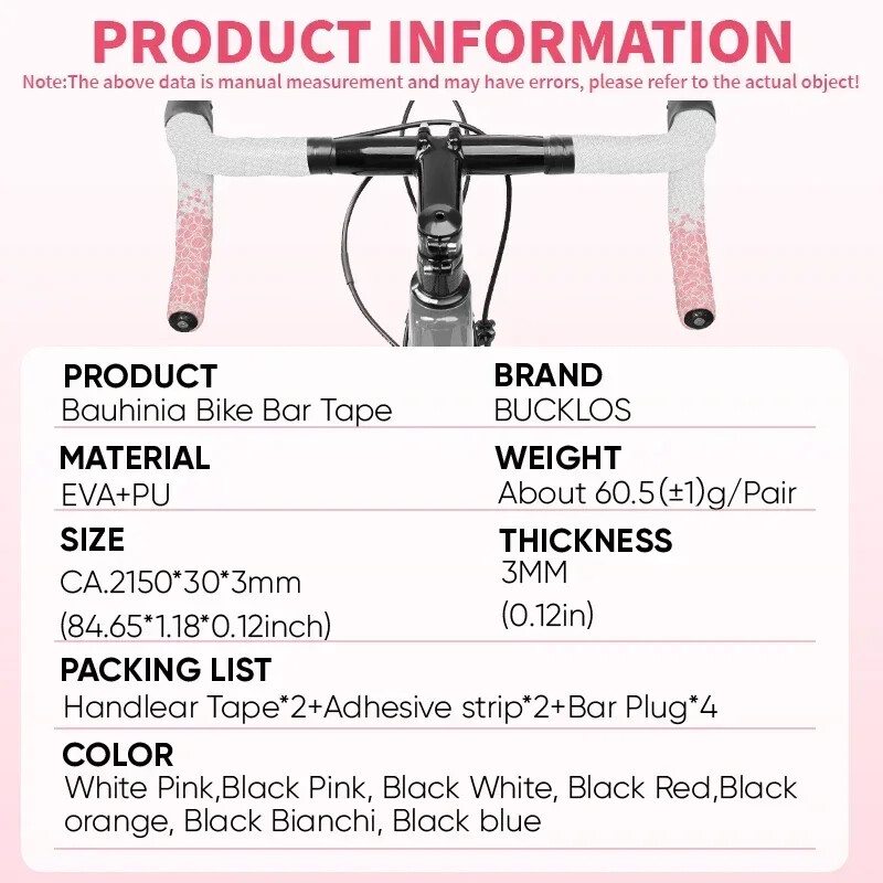 BUCKLOS Izdržljiva traka za upravljač bicikla Protuklizna traka za upijanje udaraca za cestovne bicikle Traka za ručku s čepovima Dodaci za bicikl