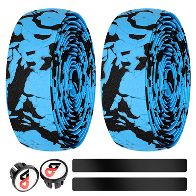 6gab Kamuflāžas velosipēda riteņbraukšanas roktura jostas velosipēda rokturi Aptīšanas lentes šosejas velosipēda stūres siksna ar stieņa spraudni