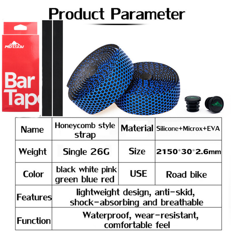 MOTSUV šosejas velosipēda stūres korķa EVA PU velosipēda stieņa lente, profesionāla riteņbraukšanas slāpējoša pretvibrācijas ietīšana ar stieņa spraudni