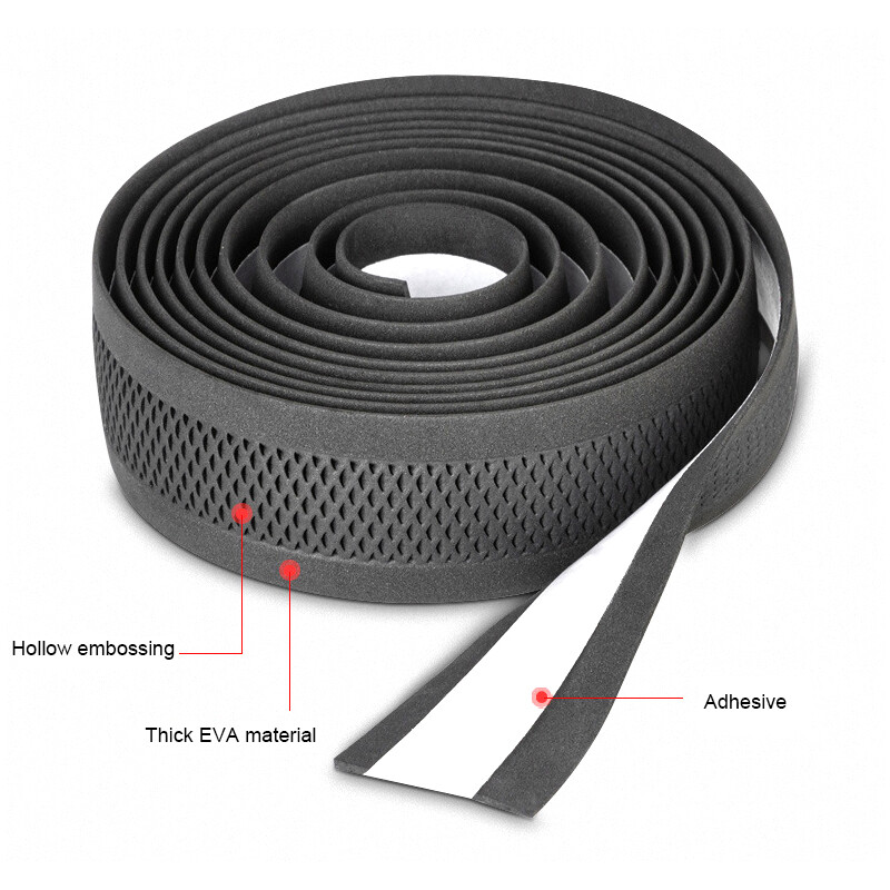 Promend Road Bike Handlebar Tape Μαύρο αναπνεύσιμο υλικό PU Αντιολισθητικό 200x3cm Αξεσουάρ ποδηλάτου ποδηλάτου