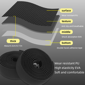 ﻿ MOTSUV Ленти за кормилото на шосеен велосипед PU+EVA Ергономични ленти за щанги за велосипеди Противоплъзгаща се Удароустойчива лента за кормило Аксесоари за колоездене