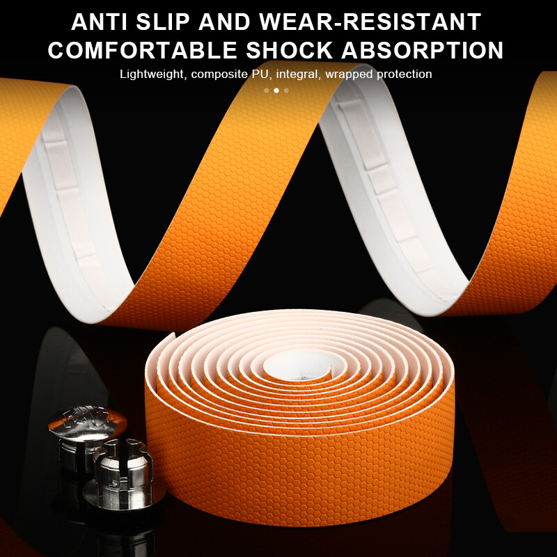 Banda de ghidon pentru bicicletă de drum cu 2 dopuri de bară Bandă de bară de bicicletă anti-alunecare care absoarbe șocurile PU EVA Moale Confortabile Accesorii pentru ciclism