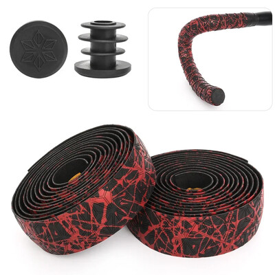 1 Pāris šosejas velosipēda stūres lentes pretslīdes PU trieciena roktura lente ar stieņa gala spraudņiem pretvibrācijas aptinuma lente riteņbraukšanas piederumi