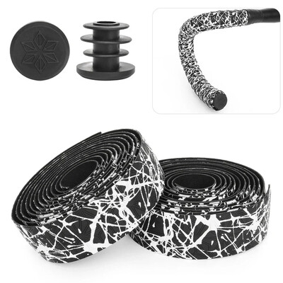 1 Pāris šosejas velosipēda stūres lentes pretslīdes PU trieciena roktura lente ar stieņa gala spraudņiem pretvibrācijas aptinuma lente riteņbraukšanas piederumi