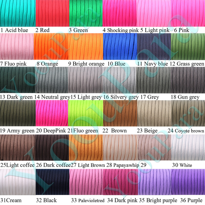 252 spalvos Paracord 550 25,50,100FT Paracord virvė Cuerda Escalada Mil Spec 7Strand Paracorde lauko stovyklavimo išgyvenimo rinkinys