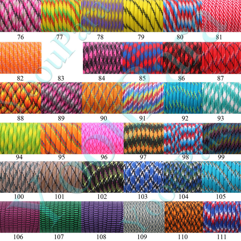 252 spalvos Paracord 550 25,50,100FT Paracord virvė Cuerda Escalada Mil Spec 7Strand Paracorde lauko stovyklavimo išgyvenimo rinkinys