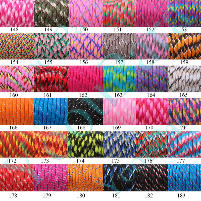 252 spalvos Paracord 550 25,50,100FT Paracord virvė Cuerda Escalada Mil Spec 7Strand Paracorde lauko stovyklavimo išgyvenimo rinkinys