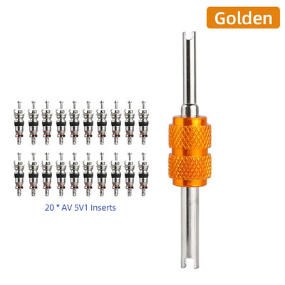 Dvojité hlavové vložky Kľúč 5V1 8V1 Jadra trysiek Inštalácia Odstránenie Bicykel Auto Nákladné Auto E-bike Scooter Motocykel Nástroj na ventil pneumatík