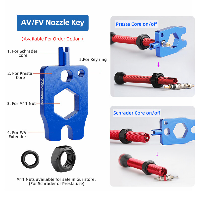 Dvojité hlavové vložky Kľúč 5V1 8V1 Jadra trysiek Inštalácia Odstránenie Bicykel Auto Nákladné Auto E-bike Scooter Motocykel Nástroj na ventil pneumatík