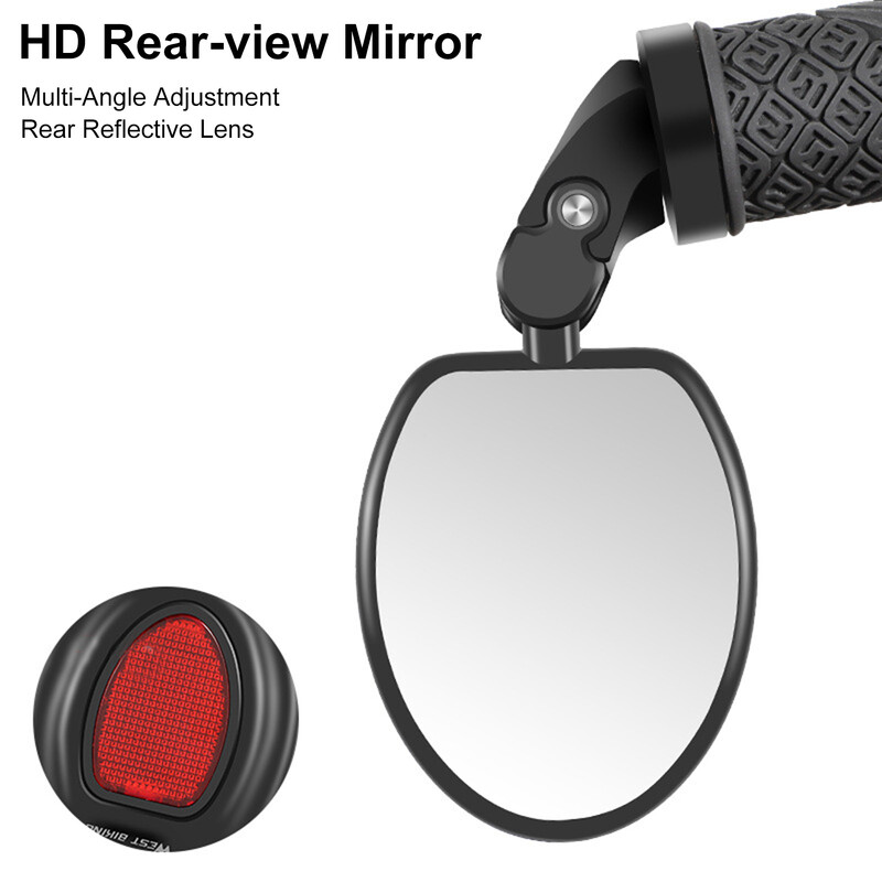Universāls velosipēda stūres atstarotājs atpakaļskata spogulis kalnu velosipēda elektriskā velosipēda HD plaša diapazona regulējamu leņķu spogulis