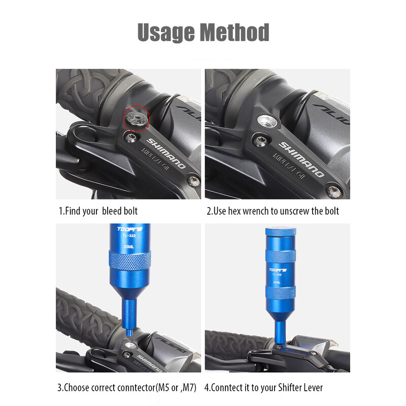 Toppre kalnu šosejas velosipēda pārnēsājamā disku bremžu velosipēda atgaisošanas piltuves tvertnes pudele M5 M7 savienotāja korpusa eļļas rīks