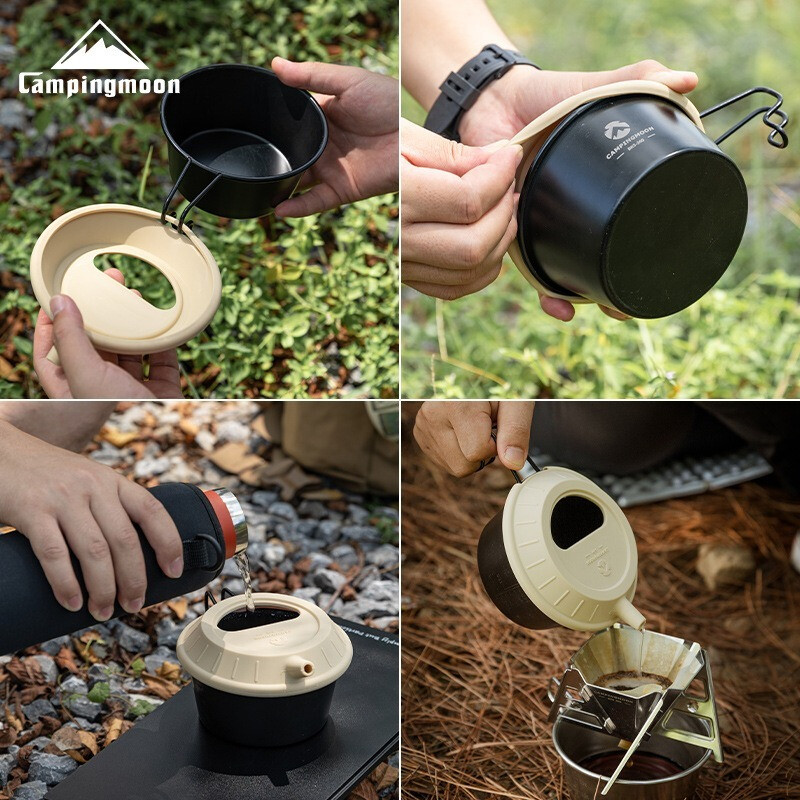 CAMPINGMOON Capac de oală din silicon de calitate alimentară pentru cafea de camping, capac de oală preparat manual pentru bol de salată, capac universal pentru oală