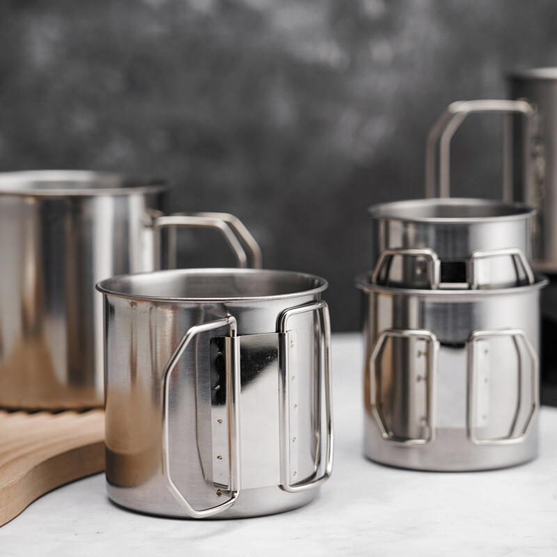 Kempinga krūze nerūsējošā tērauda kafijas tase tūristu galda piederumi piknika piederumi āra virtuves aprīkojums gatavošanas komplekts virtuves piederumi pārgājieni