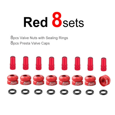 2 ~ 8 komplekti velosipēda riepas vārsta uzgrieznis ar Presta vārsta vāciņa komplektu MTB šosejas velosipēda bezkameru Presta vārsta aizsargskrūve un vāks