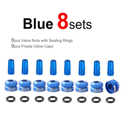 2 ~ 8 komplekti velosipēda riepas vārsta uzgrieznis ar Presta vārsta vāciņa komplektu MTB šosejas velosipēda bezkameru Presta vārsta aizsargskrūve un vāks