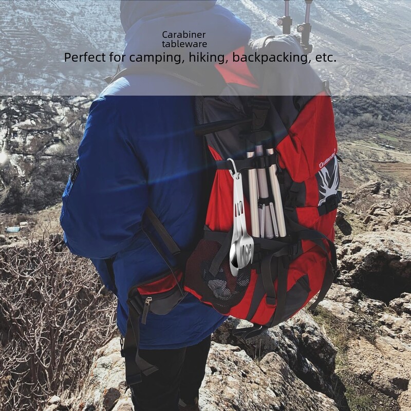 Sudraba trauki Galda piederumi 1/3/6 gab. Āra kempinga trauki Piknika nerūsējošā tērauda nazis Dakša Karote Ceļojumu pārnēsājami galda piederumi