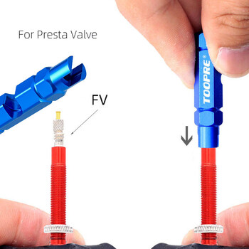 Εργαλείο βαλβίδας πολλαπλών λειτουργιών TOOPRE MTB Ποδήλατο δρόμου Ακροφύσια από κράμα αλουμινίου Schrader/Presta AV/FV Εργαλεία αφαίρεσης πυρήνα κλειδιού σωλήνα