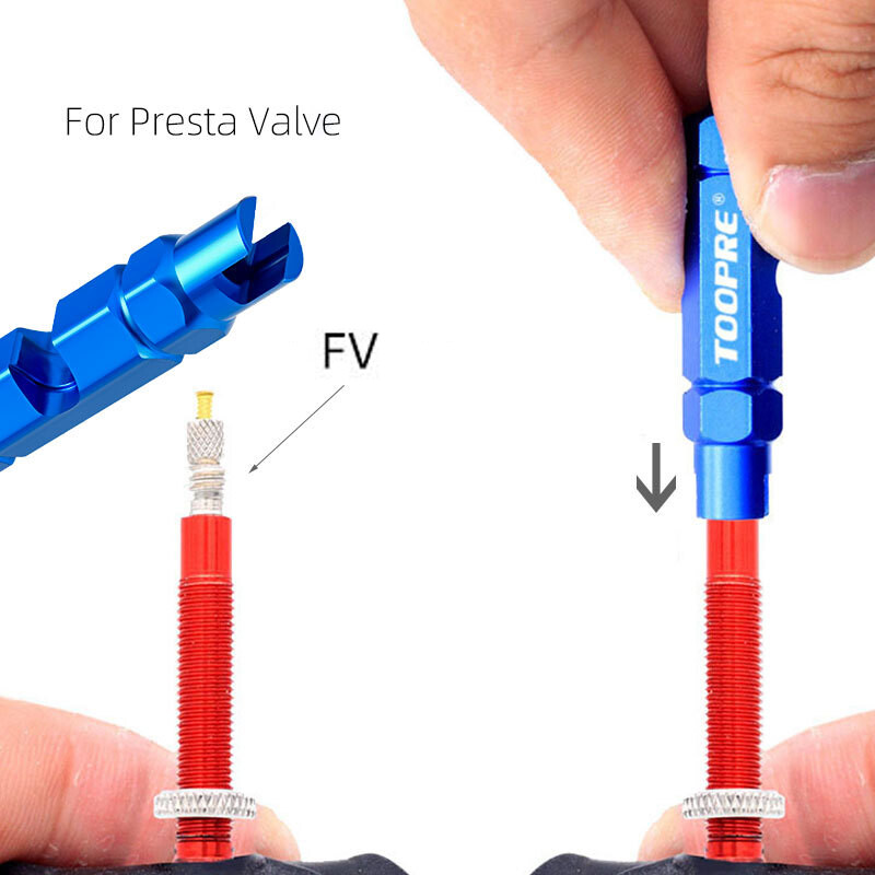 TOOPRE MTB šosejas velosipēdu daudzfunkcionālais vārstu rīks alumīnija sakausējuma Schrader/Presta AV/FV sprauslas Caurules serdes uzgriežņu atslēgas noņemšanas rīki