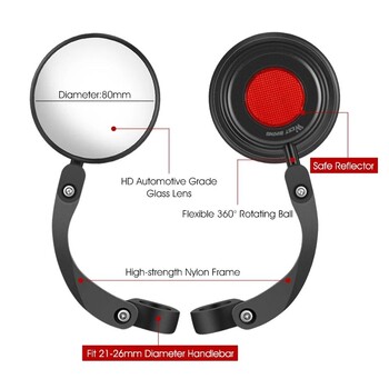 Въртящ се рефлектор Огледало Аксесоари за колоездене Огледало за кормило на велосипед Огледало за обратно виждане Огледало за обратно виждане Огледало за обратно виждане