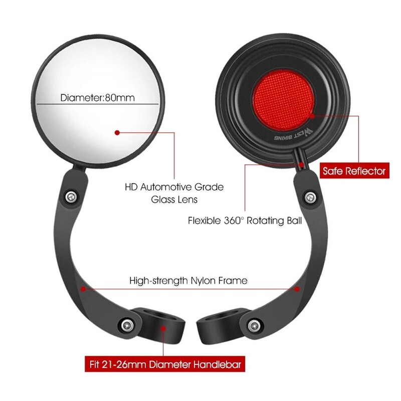 Pasukamas atšvaitas veidrodis Dviračių priedai Dviračio vairo veidrodėlis Dviračio galinio vaizdo veidrodėlis Galinio vaizdo veidrodėlis galinio vaizdo veidrodėlis