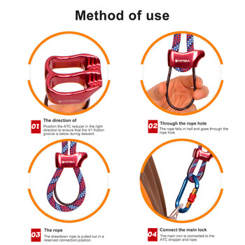 Туристическо устройство за спускане ATC Belay Rappel 25KN Инструмент за къмпинг на открито за скално катерене за семейни аксесоари за къмпинг на открито