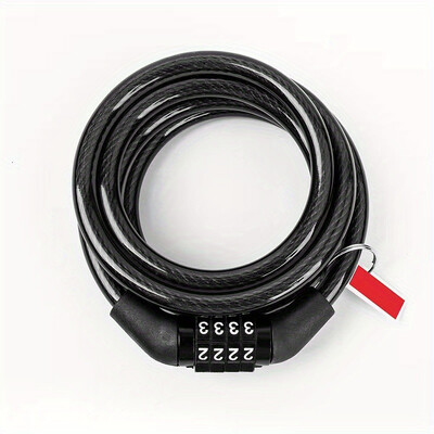 Kombinēta velosipēda slēdzene pret zādzību — spēcīgs tērauda kabelis, izturīgs pret urbšanu, izturīgs pret skrāpējumiem — viegli nostipriniet savu velosipēdu