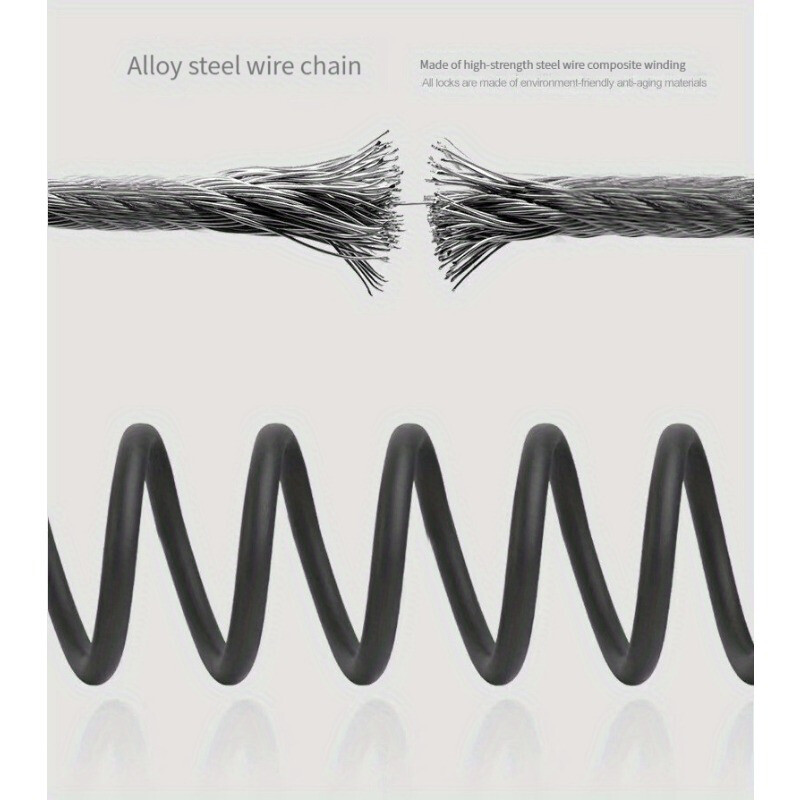 Kombinēta velosipēda slēdzene pret zādzību — spēcīgs tērauda kabelis, izturīgs pret urbšanu, izturīgs pret skrāpējumiem — viegli nostipriniet savu velosipēdu