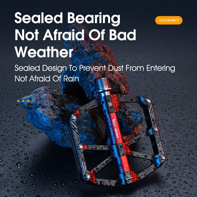 WEST BIKING CNC 3 Bearing Velosipēdu pedāļi Īpaši vieglie BMX MTB šosejas velosipēdu pedāļi Neslīdošas alumīnija sakausējuma atstarojošas riteņbraukšanas daļas