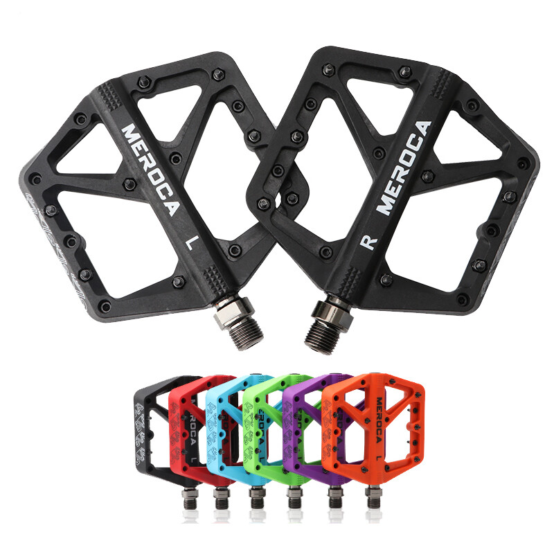Meroca velosipēda pedālis neilona šķiedras gultņu pedālis MTB vieglajam īpaši liela izmēra neslīdošam, nodilumizturīgam velosipēdu piederumiem