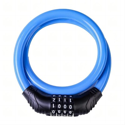 Velosipēda bloķēšanas kabelis, Velosipēdu slēdzenes Lieljaudas pretaizdzīšanas, Drošības 4 ciparu atiestatāms kombinēts pārnēsājams koda slēdzenes kabelis velosipēdam