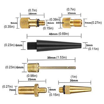 Помпа за велосипеди Адаптер за вентил за гуми Комплект от асортименти Преносим велосипед Волейбол Надуваем матрак Дюзи за надуване Аксесоар