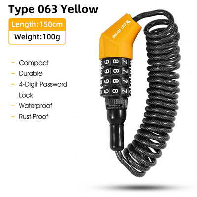 WEST BIKING Portatīvā velosipēda slēdzene Parole Virve Ķivere Slēdzene Velosipēda drošības slēdzene Tērauda stieples slēdzene Kalnu velosipēda mugursomas slēdzene Cinks