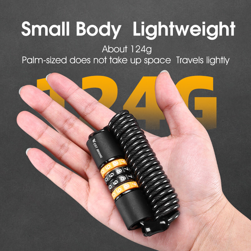 WEST BIKING Portatīvā velosipēda slēdzene Parole Virve Ķivere Slēdzene Velosipēda drošības slēdzene Tērauda stieples slēdzene Kalnu velosipēda mugursomas slēdzene Cinks