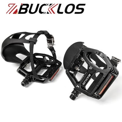 BUCKLOS PD-B329T Pedale de bicicletă de spinning pentru interior Pedale de bicicletă de munte de 9/16 inci cu clemă pentru degete Pedale de bicicletă de exerciții pentru interior Piesa de bicicletă