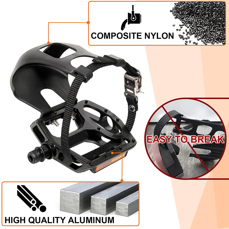 BUCKLOS PD-B329T beltéri spinning kerékpár pedálok 9/16 hüvelykes hegyi kerékpár pedál lábujjcsipesszel Beltéri edzőkerékpár pedálok kerékpár alkatrész