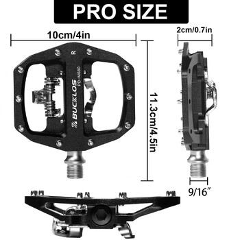 Πεντάλ ποδηλάτου BUCKLOS MTB για SPD Dual Αυτοκλείδωμα Πεντάλ Πλατφόρμας MTB Στήριγμα ποδιών Πεντάλ ορεινού ποδηλάτου Αντιολισθητικό ανταλλακτικό ποδηλάτου χωρίς κλιπ