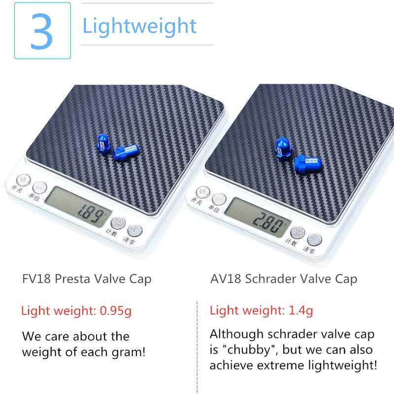 RISK Capac de supapă Schrader din aliaj ușor de aluminiu, anvelopă de bicicletă de drum de munte, FV/AV Presta, capac de praf, 2 buc.
