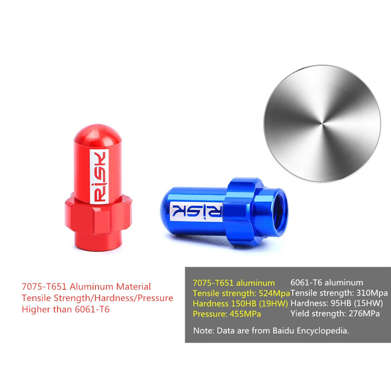 RISK Capac de supapă Schrader din aliaj ușor de aluminiu, anvelopă de bicicletă de drum de munte, FV/AV Presta, capac de praf, 2 buc.