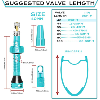 BUCKLOS Velosipēdu bezkameru vārsts 40 MM 44 MM 55 MM 60 MM ceļu kalnu velosipēda Presta vārsti Augstas kvalitātes riepas nipelis MTB piederumi