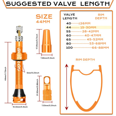 BUCKLOS Velosipēdu bezkameru vārsts 40 MM 44 MM 55 MM 60 MM ceļu kalnu velosipēda Presta vārsti Augstas kvalitātes riepas nipelis MTB piederumi