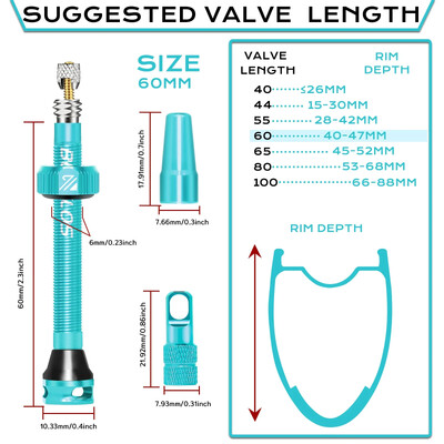 BUCKLOS Velosipēdu bezkameru vārsts 40 MM 44 MM 55 MM 60 MM ceļu kalnu velosipēda Presta vārsti Augstas kvalitātes riepas nipelis MTB piederumi