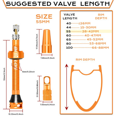 BUCKLOS Velosipēdu bezkameru vārsts 40 MM 44 MM 55 MM 60 MM ceļu kalnu velosipēda Presta vārsti Augstas kvalitātes riepas nipelis MTB piederumi