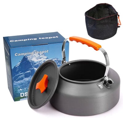 Fierbător de apă pentru camping, 1,1 l, ceainic ușor din aliaj de aluminiu pentru turism în aer liber, vase de gătit, călătorie, drumeții, picnic, veselă