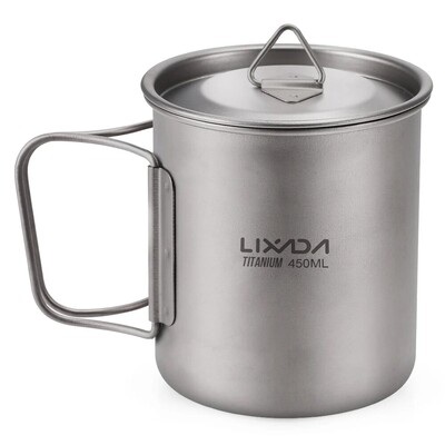 Īpaši viegls titāna krūzes āra portatīvais kempinga piknika ūdens krūze ar salokāmu rokturi 300 ml / 350 ml / 450 ml / 550 ml / 650 ml