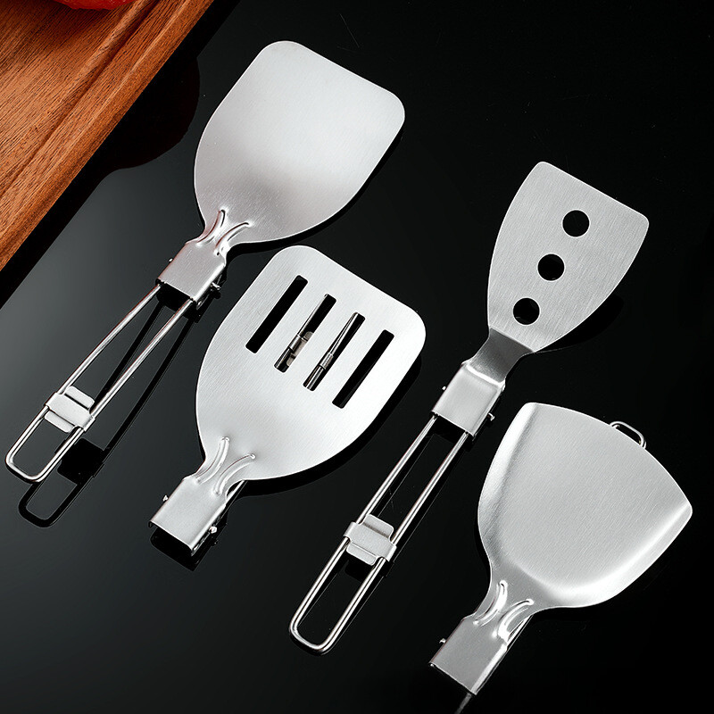 1 gab. āra piknika saliekamā lāpstiņa kempinga gatavošanai, pārnēsājama 304 nerūsējošā tērauda maltītes karote lāpstiņa zupas karote galda piederumi ceļojumiem