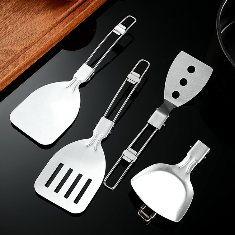 1 gab. āra piknika saliekamā lāpstiņa kempinga gatavošanai, pārnēsājama 304 nerūsējošā tērauda maltītes karote lāpstiņa zupas karote galda piederumi ceļojumiem