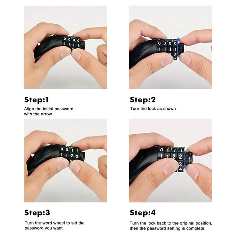 4-digitálny kódový zámok na bicykel proti krádeži, bezpečnostné zámky z nehrdzavejúcej ocele, prenosný kombinovaný kódový zámok