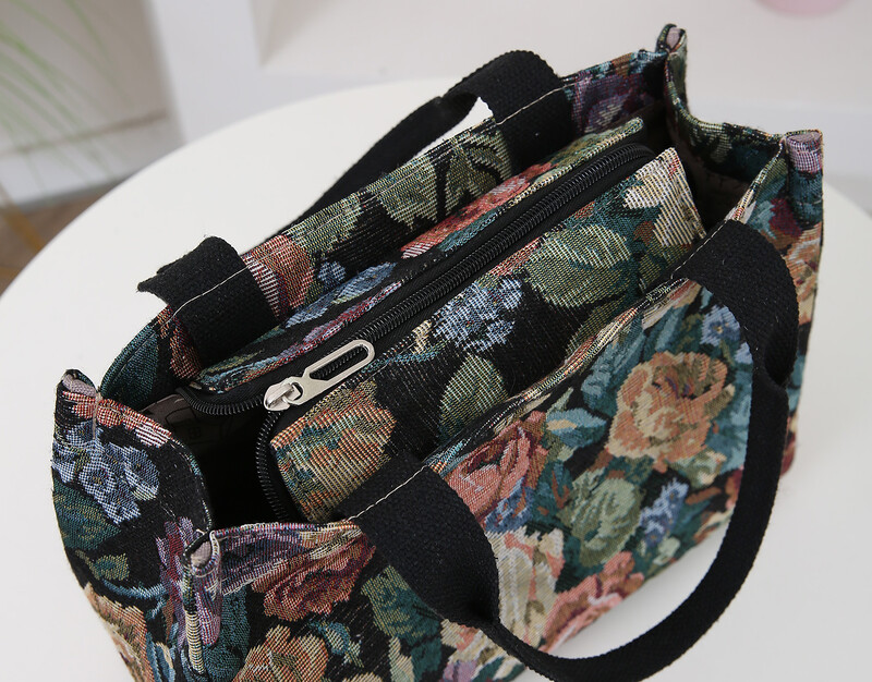 Ziedu apdrukas sieviešu soma, smaga auduma soma, pārnēsājama darbam, augstas ietilpības modes soma visiem gadījumiem