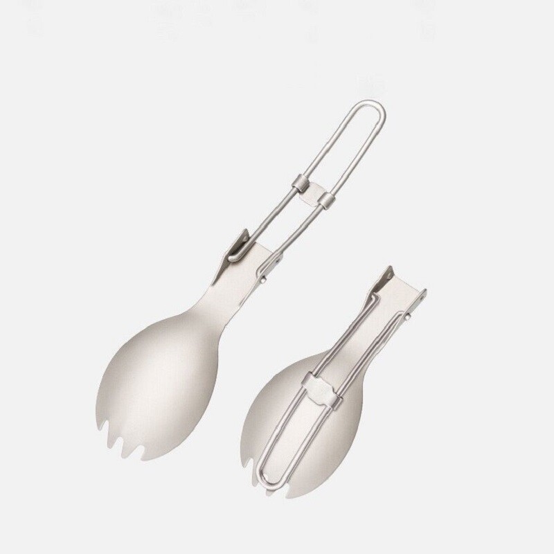 Kīta titāna galda piederumi Spork Fork Karote Pārnēsājami Veselīgi, Viegli āra piknika saliekamie galda piederumi Ti5301