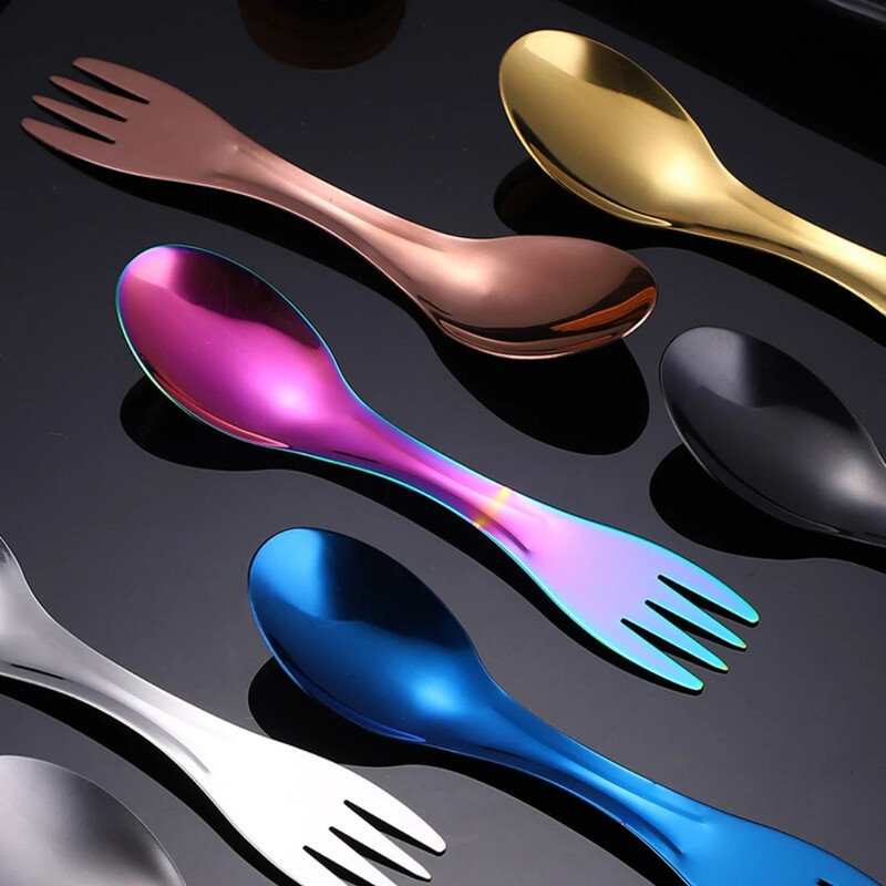 Vanjski ruksak Posuđe za jelo od nehrđajućeg čelika Posuđe za pješačenje Posuđe za kuhanje Pribor za jelo Piknik Spork Vilica Žlica Putni kamp Dugi prijenosni